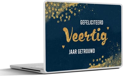 Laptop sticker - 15.6 inch - Gefeliciteerd veertig jaar getrouwd - Spreuken - Quotes - Goud - Jubileum - 36x27,5cm - Laptopstickers - Laptop skin - Cover