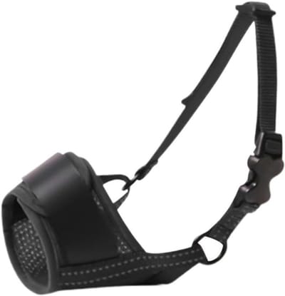 Honden Muilkorf - Ademend Mondmasker - Veiligheid Huisdier - Verstelbaar Ontwerp - XL 18-27cm Omtrek - Zwart