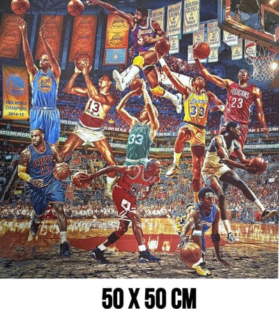 Allernieuwste.nl® Canvas Schilderij Basketbalspelers ‘’This Is Why We Play’’ – 50 x 50 cm – Basketbaltoppers – Sport – Wanddecoratie – Muurdecoratie
