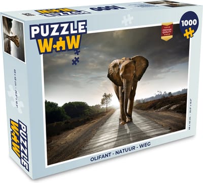Puzzel Olifant - Natuur - Weg - Legpuzzel - Puzzel 1000 stukjes volwassenen