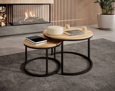 Meubella - Salontafel Ovalo - Eiken - set van 2