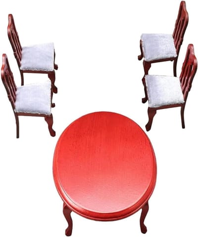 Miniatuur Eettafel Stoelen - Poppenhuis Meubels - Poppenhuis Decoratie - Europees Design - 153 x 105 x 67 cm - Multi