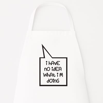 Keukenschort “I have no idea what I’m doing” - Grappig kookschort - One Size - Verstelbaar - Wit – Humor cadeau - Kerst / Sinterklaas