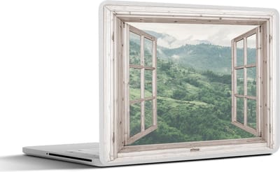 Laptop sticker - 12.3 inch - Doorkijk - Berg - Boom - 30x22cm - Laptopstickers - Laptop skin - Cover