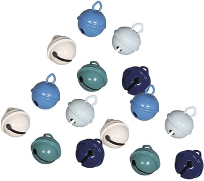 Decoratie belletjes - 15x st - blauw - 19 mm - metaal - hobby - DIY - kerstbelletjes - kattenbellen