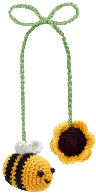 Dailygoody - Gehaakte bij - Auto opknoping ornament - Schattige hommel auto-accessoires - Auto-interieur decoraties - Geschikt voor volwassenen e