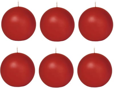 Trend Candles Bolkaars glad - 6x - rood - 7 cm - 16 branduren - ronde kaarsen