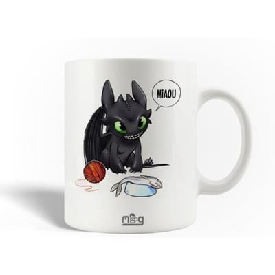 Mug en Céramique - MANIACASE - Toothless Miaou - 30cl - Blanc - Compatible lave-vaisselle