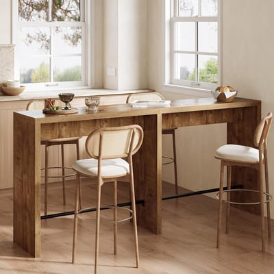 Tribesigns Bartafel - 200 x 39.5 x 95 cm - Extra Lange Staande Tafel met Stevige Ijzeren Voetsteun voor Keuken, Woonkamer, Eetkamer - Houtkleur