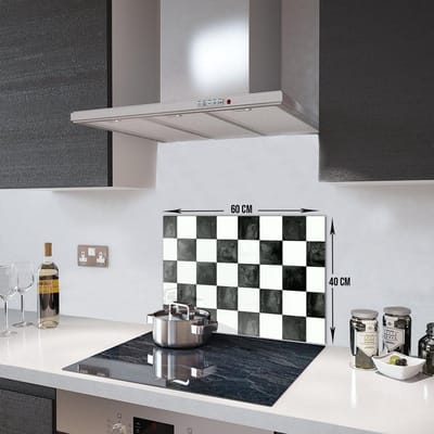 Schaakpatroon Tempered Glas Spatbescherming Voor Achter de Kookplaat 40cm x 60cm