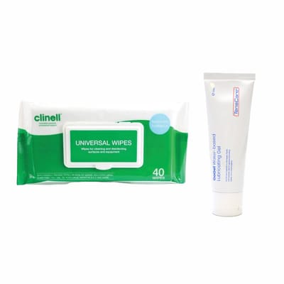 Tenscare & Clinell– Hygiëne bundel Glijmiddel + Schoonmaakdoekjes | glijmiddel op waterbasis |desinfectiedoekjes