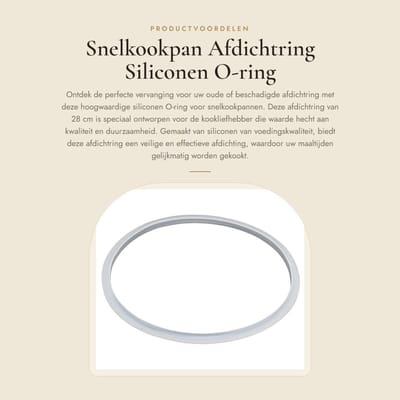 Dailygoods- Afdichtring Siliconen - Vervangend 28cm - Duurzaam - Lichtgewicht - Geschikt voor Snelkookpan - Eenvoudig schoon te maken - Snelkookpanring