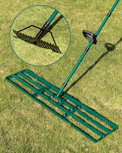 Gazon Nivelleer Hark - Tuin Egaliseerder - Glad Gazon Creëren - Verstelbare Handgreep - 48 Inch Breed - Groen