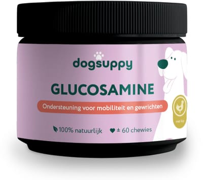 Glucosamine voor Honden - 100% Natuurlijk - 60 heerlijke snoepjes - Voor Sterke Gewrichten, Gezond Kraakbeen en Soepele, Pijnvrije Bewegingen - Minder Stijf, Actiever, Makkelijker Opstaan of Liggen - Geschikt voor Jonge & Oudere Honden
