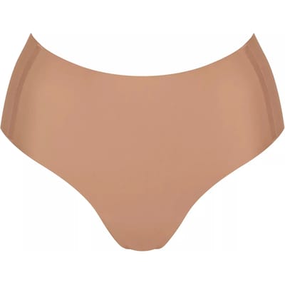 Sloggi Zero Feel taille slip dames 2.0 - High waist - Hoge naadloze dames onderbroek - Katoenen kruisje - Schijnt niet door - Zwart - Beige - Donkerblauw - L - Beige