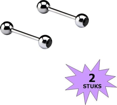 Fako Bijoux® - Barbell Piercing - Kristal - 12mm - Zwart - 2 Stuks