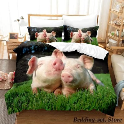 Grappige Varken Beddengoed Set Eenpersoons Twin Vol Queen King Size Bed Set Volwassene Kind Slaapkamer Dekbedovertrek Sets Anime parure de lit Bed 70x133cm 2pcs