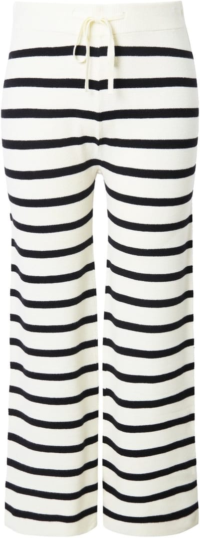 Studio Untold - Dames - Gebreide broek straight legs strepen - Off-white - Maat 54+
