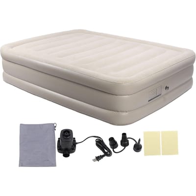 Lit d'air gonflable Capacité de poids 661 lb Matelas gonflable portable en PVC flanelle pour camping en extérieur white