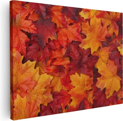 Artaza Canvas Schilderij Herfstblad - 40x30 cm - Klein - Muurdecoratie Natuur - Wanddecoratie Woonkamer - Schilderijen Op Canvas