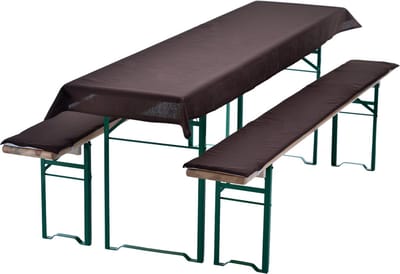 Bierbankkussens Set 240x70 cm Bruin - 1x Tafellaken voor 220x50 cm tafels & 2x Gevoerde kussens voor 220x25 cm banken