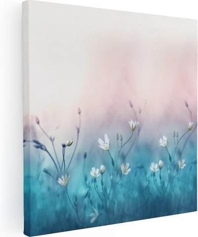 Artaza Canvas Schilderij Bloemen - 80x80 cm - Wanddecoratie Voorjaar - Muurdecoratie Woonkamer - Schilderijen Op Canvas