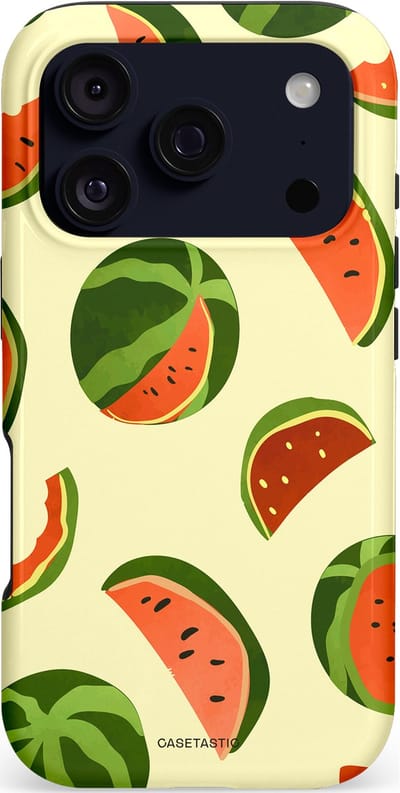 Casetastic hoesje geschikt voor Apple iPhone 17 Pro - MagSafe - Dubbellaagse bescherming - Watermeloen Festijn - Fashion Case - Crème Olijfgroen Oranje