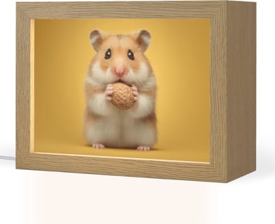 Nachtlampje 20x15 cm - Kinder lampje - Hamster - Nootje - Geel - Knaagdier - Tafellamp kinderkamer - Slaapkamer lamp - Bedlamp kinderen - Kinderlampje stopcontact - Wandlamp babykamer - Nachtlampjes