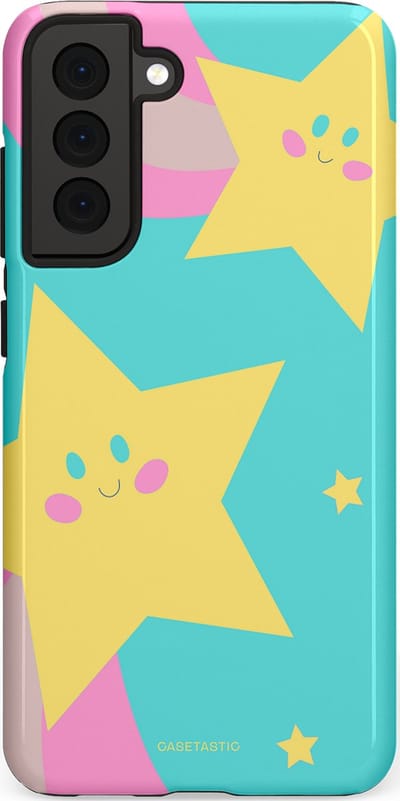 Casetastic Hoesje Geschikt voor Samsung S21 FE - Stijlvolle Beschermende Duo-layer Case - Roze Sterrenlicht