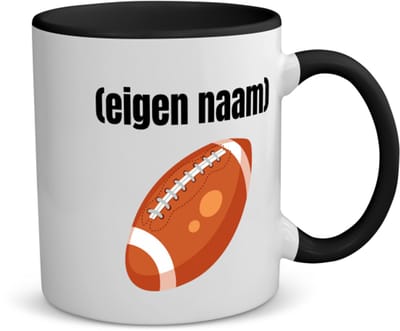Akyol - rugbybal met eigen naam koffiemok - theemok - zwart - Rugby - atleten - iemand die houdt van rugby - verjaardag - cadeau - kado - 350 ML inhoud