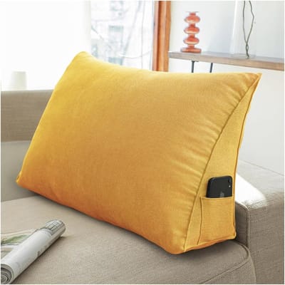 Wigkussen - Leeskussen Rugkussen - Comfortabel Lezen - Afneembare Hoes - 100 x 20 x 50 cm - Geel