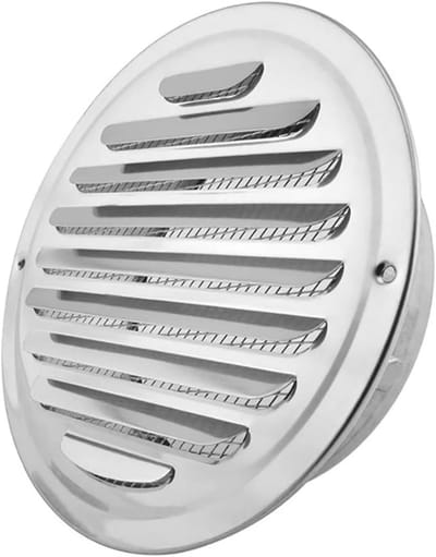 Afvoerluchtrooster - Ventilatierooster Buiten - Ventilatiehuis Buiten - Ingebouwd Insectenwering - 200mm Diameter - Zilver