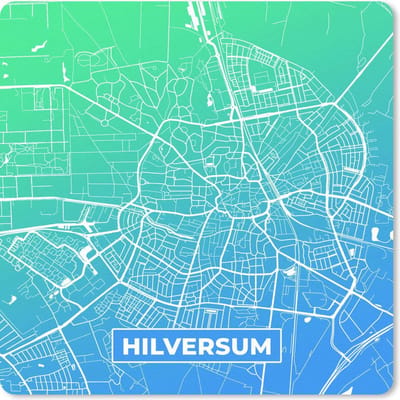 Muismat 20x20 cm - Mousepad Stadskaart - Hilversum - Nederland - Blauw - Muismatten