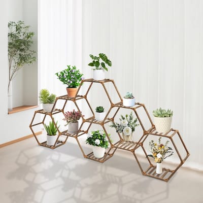 Seth Select Plant planken - Opslag plank bloem - Zeshoekig plant stand bloem - Houten plantenstandaard - Plantplanken - 231*25*97 cm