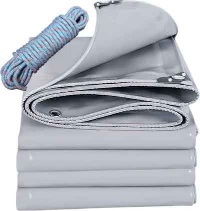 Stevig Grijs Dekzeil 3x4m PVC 520g/m² - Waterdicht Grondzeil met Oogjes voor Buiten en Bescherming