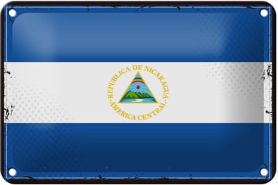Blechschild Flagge Nicaraguas 18x12cm Retro Flag Nicaragua Dekoration