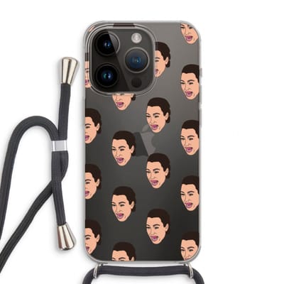 Case Company® - Hoesje met koord geschikt voor iPhone 14 Pro hoesje met Koord - Ugly Cry Call - Telefoonhoesje met Zwart Koord - Bescherming aan alle Kanten en Over de Schermrand