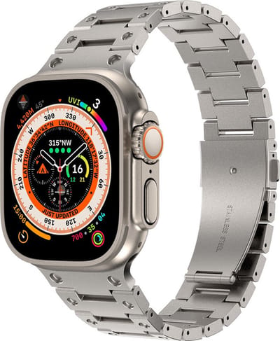 Titanium bandje - geschikt voor Apple Watch 1/2/3/4/5/6/7/8/9/10/11/ SE (1,2,3) met maat 38 mm / 40 mm / 41 mm en 42 mm (Watch 10/11) - grijs