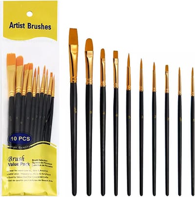 Penselen - Set van 10 stuks - Zwart - Kwasten - Verven - Schilderen - Olieverf en Acrylverf