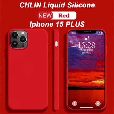 CL CHLIN Siliconen Hoesje voor iPhone 15 Plus – Rood – Zachte Binnenvoering – Verhoogde Randen