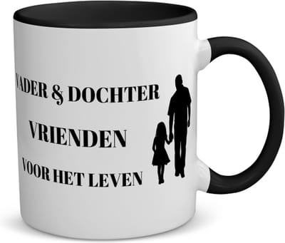 Akyol - vader en dochter vrienden voor het leven koffiemok - theemok - zwart - Vriend - vader/dochter - vader cadeautjes - vaderdag - verjaardag - geschenk - kado - vader artikelen - dochter artikelen - dochter verjaardag - 350 ML inhoud