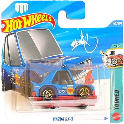 HOT WHEELS MAZDA RX-3 BLUE RED SIGNATURE MAD MIKE 142/250 HW TOONED 1/5 SHORT CARD 1:64 2026