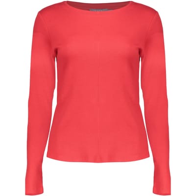 Geisha T-shirt Rib Round Neck Red Size: S | Long-Sleeved Tops Outlet | Dames | Rood