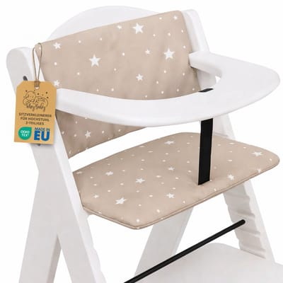Stoelverkleiner Kinderstoel Kussen Baby Zitkussen - 2-delig - Stoelkussen voor Hauck Stokke Hoge Babystoel Trapstoel Waterafstotende Bekleding Oeko-Tex certificaat Beige