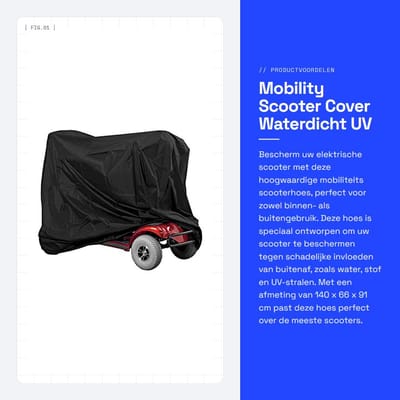 Dailygoods - Mobility Scooter Cover - Waterdicht - UV Bescherming - 140 x 66 x 91 cm - Stofdicht - Geschikt voor Elektrische Scooters