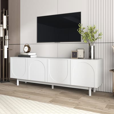 TV-meubel - 175x38x56cm - Wit met push-to-open