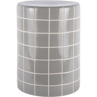 Leitmotiv Bijzettafel Retro Tiles High - Lichtgrijs - Ø33cm - Modern