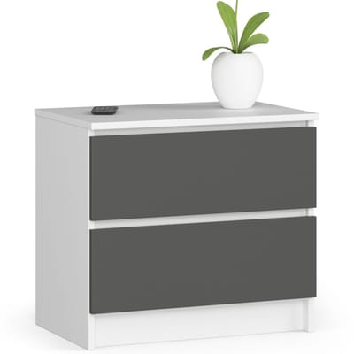 Ladekast K60 met 2 Lades / AKORD Furniture Factory / Wit - Grafietgrijs / 60 x 55 x 40 cm