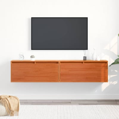 vidaXL - Wandkast - 2 - st - Wasbruin - 80 - x - 30 - x - 35 - cm - Massief - grenenhout