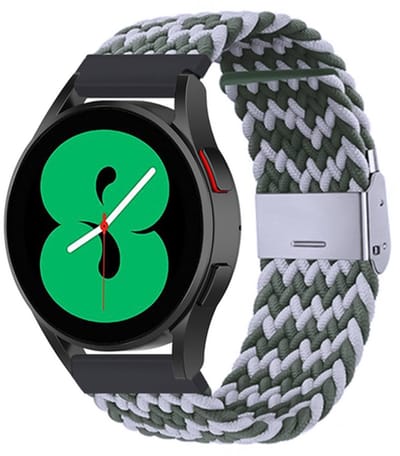 By Qubix - Braided nylon bandje - Groen / grijs - Geschikt voor Xiaomi Redmi Watch 5 Active / Redmi Watch 5 Lite